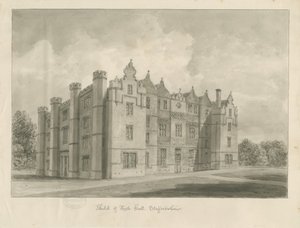 Keele Hall: sépiová kresba od John Buckler