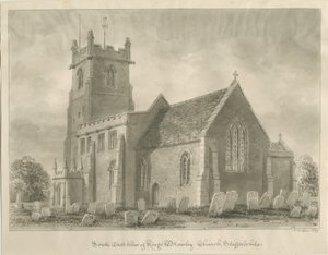 Kings Bromley Church: sépiová kresba, 1839 od John Buckler