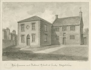 Město pórku – gymnázium: kresba v sépii, 1844 od John Buckler