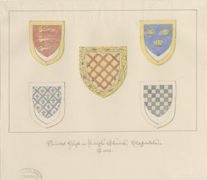 Leigh Church - Painted Glass: kolorovaná kresba od John Buckler