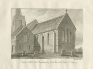 Lichfield - Kněžiště kostela svatého Michaela: sépiová kresba od John Buckler