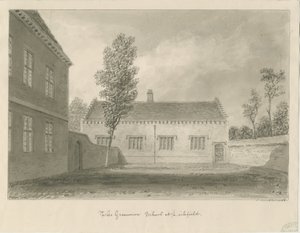 Lichfield - Gymnázium: kresba v sépii od John Buckler