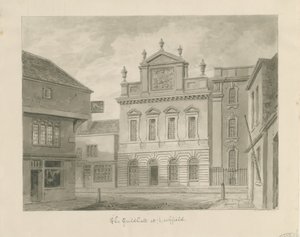 Lichfield - Guildhall: sépiová kresba od John Buckler