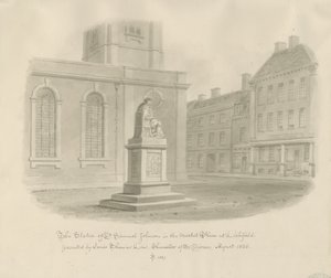Lichfield - Market Place: sépiová kresba od John Buckler