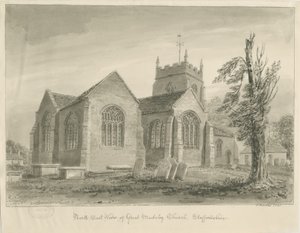 Madeley Church: sépie lavírovaná kresba od John Buckler