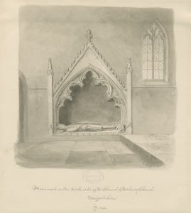 Norbury Church - Památník Ralph le Boteler: sépiová kresba, 1843 od John Buckler