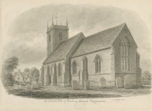 Norbury Church: sépiová lavírovaná kresba, 1843 od John Buckler