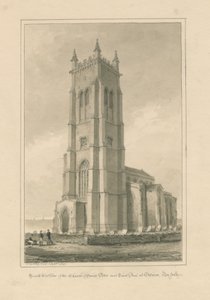 Norfolk - Cromer - Kostel sv. Petra a Pavla: sépiová kresba, 1847 od John Buckler