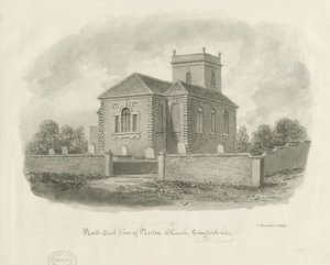 Kostel Norton-in-the-Moors: sépiová kresba od John Buckler