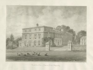 Okeover Hall: sépiová lavírovaná kresba, 1847 od John Buckler
