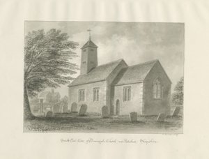 Patshull - Boningale Church: sépiová lavírovaná kresba od John Buckler