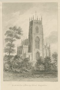 Penkridge Church: sépiová kresba od John Buckler
