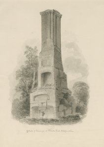Pillaton Hall - Kuchyňský komín: kresba sépie (vinětovaná), nd [1841] (kresba) od John Buckler