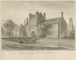 Pillaton Hall: sépiová kresba, 1841 od John Buckler