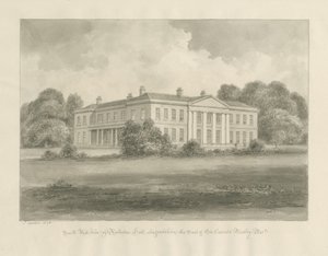Rolleston Hall: sépiová kresba od John Buckler