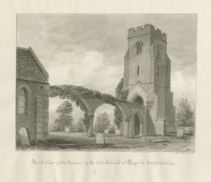 Rugeley Church (Starý): sépiová kresba od John Buckler