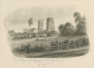 Rugeley Town - From the Stafford Road: sépiová kresba od John Buckler