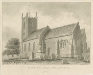 Seighford Church: sépie lavírovaná kresba, 1842 od John Buckler
