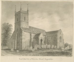 Shenstone Church: sépiová kresba od John Buckler