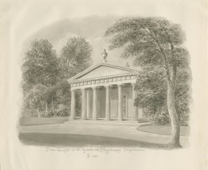 Shugborough - Dórský chrám: sépiová kresba, 1842 od John Buckler