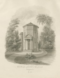 Shugborough - Chrám větrů: sépiová kresba, 1843 od John Buckler
