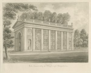 Shugborough Hall - Konzervatoř: sépiová kresba od John Buckler