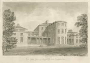 Shugborough Hall - Zahradní průčelí: sépiová kresba, 1842 od John Buckler