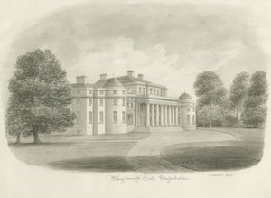 Shugborough Hall: sépiová kresba, 1843 od John Buckler