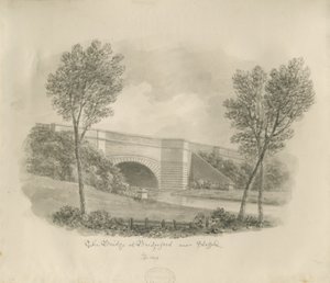 Stafford - Bridge at Bridgeford: sépiová kresba od John Buckler