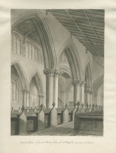 Stafford - Interiér kostela Panny Marie: sépiová kresba, 1845 od John Buckler