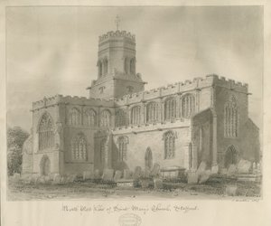 Stafford - Kostel Panny Marie: sépiová kresba, 1837 od John Buckler