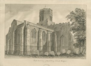 Stafford - Kostel Panny Marie: sépiová kresba, 1841 od John Buckler