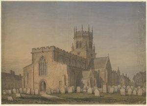 Stafford - Kostel Panny Marie: kresba akvarelem, 1846 od John Buckler
