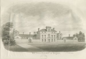 Stafford - Union Workhouse: sépiová kresba od John Buckler