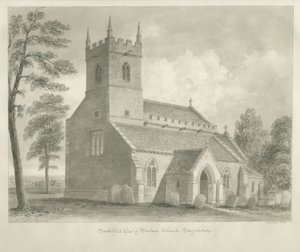 Standon Church: sépiová kresba od John Buckler