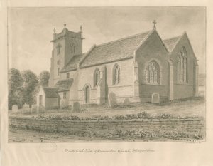 Swynnerton Church: sépiová kresba, 1841 od John Buckler