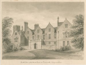 Tamworth - The Moat House: sépiová kresba od John Buckler