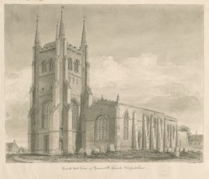 Tamworth Church: sépiová kresba od John Buckler