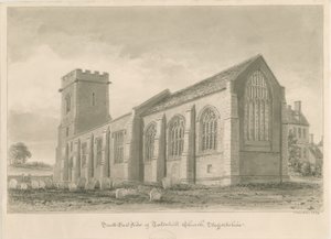 Tatenhill Church: sépiová lavírovaná kresba od John Buckler