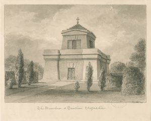 Trentham - Mauzoleum: sépiová kresba od John Buckler