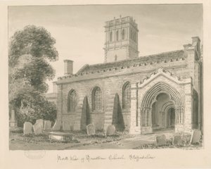 Trentham Church: sépiová lavírovaná kresba, 1840 od John Buckler