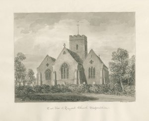 Trysull Church: sépiová lavírovaná kresba, 1846 od John Buckler