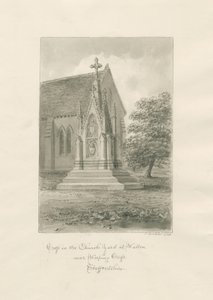 Walton-on-the-Hill Church - Church-yard Cross: sépiová kresba od John Buckler