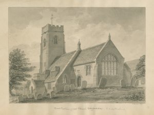Worcestershire - Clent Church: sépiová kresba, 1847 od John Buckler