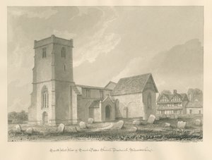 Worcestershire - Droitwich - Kostel svatého Petra: sépiová kresba, 1833 od John Buckler