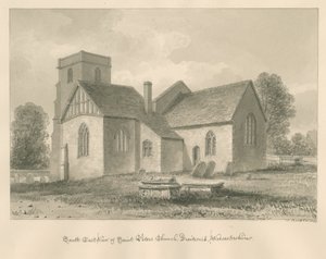 Worcestershire - Droitwich - Kostel svatého Petra: sépiová kresba, 1833 od John Buckler