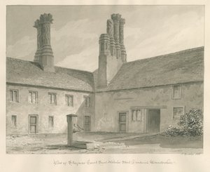 Worcestershire - Droitwich - Staynors Court: sépiová kresba, 1833 od John Buckler