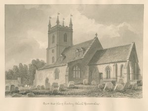 Worcestershire - Hanbury Church: sépiová kresba, 1833 od John Buckler