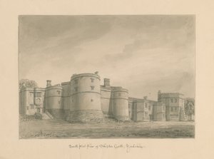 Yorkshire - Skipton Castle: sépiová kresba, 1818 od John Buckler