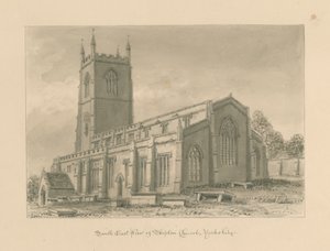 Yorkshire - Skipton Church: sépiová kresba, 1818 od John Buckler